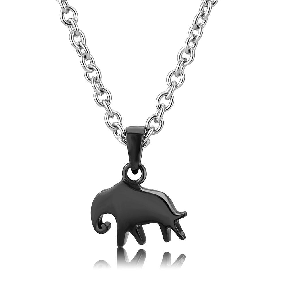 JCE3666 Two-Tone IP Black (Ion Plating) Stainless Steel Chain Pendant with No Stone